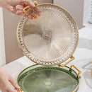 Bandeja decorativa redonda de acrílico espelhada para servir, da marca Angel & Home, com acabamento brilhante e elegante.