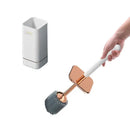Escova sanitária de silicone Angel & Home com suporte, design resistente e fácil de limpar para banheiro.