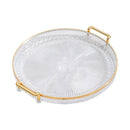 Bandeja decorativa redonda de acrílico espelhado para servir, da marca Angel & Home, com superfície refletora e design elegante