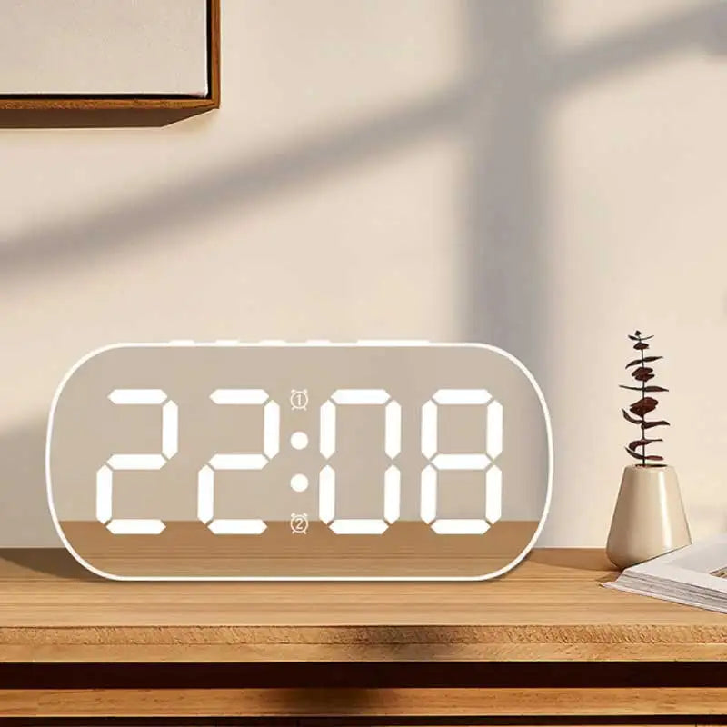 Relógio de mesa digital Angel & Home com visor LED espelhado, design moderno para cabeceira e despertador.
