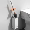 Escova sanitária de silicone com suporte da Angel & Home, resistente e fácil de limpar para banheiro.