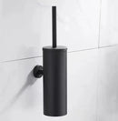 Suporte para escova de banheiro em aço inoxidável escovado, com design moderno e prático para ambientes de higiene.