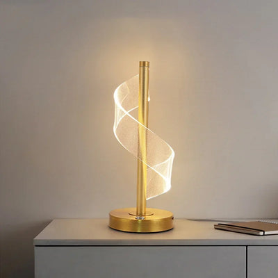 Luminária de Mesa LED para Quarto/Sala Dourada Espiral 3 Cores