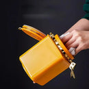 Pote hermético de 1.1L Angel & Home com válvula, design elegante em vidro com tampa de encaixe e detalhes sofisticados.