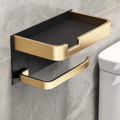 Porta Papel Higiênico de Parede para Banheiro - Dourado
