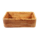 Cesto de palha trançada para decoração e organização, marca Angel & Home, com acabamento rattan natural.