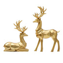 Casal de Renas Decorativas em Resina com Acabamento Polido: Escultura Geométrica para Sala, Estante e Aparador