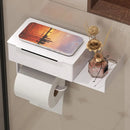 Suporte de parede para papel higiênico Angel & Home com gaveta, ideal para banheiro, em acabamento moderno e funcional.