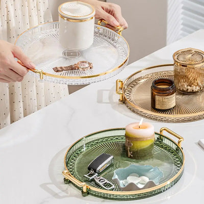 Bandeja Decorativa Espelhada Redonda em Acrílico – Luxo e Organização