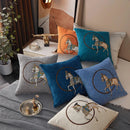 Capa de almofada de 45x45 cm para sofá, decorativa de luxo da Angel & Home com estampa de cavalo, acabamento elegante.