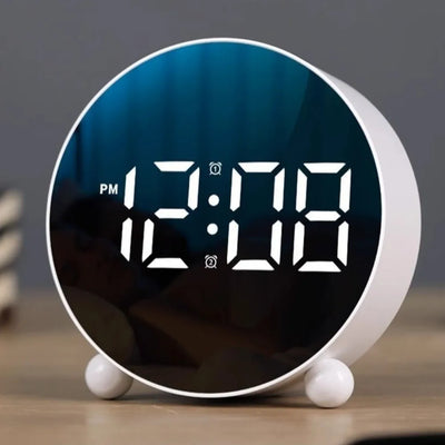 Relógio Digital de Mesa Despertador LED Redondo