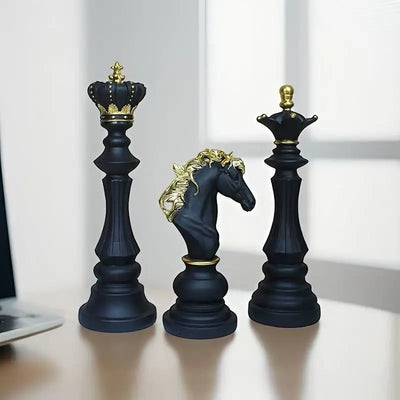Escultura Decorativa Para Mesa Peças de Xadrez em Resina
