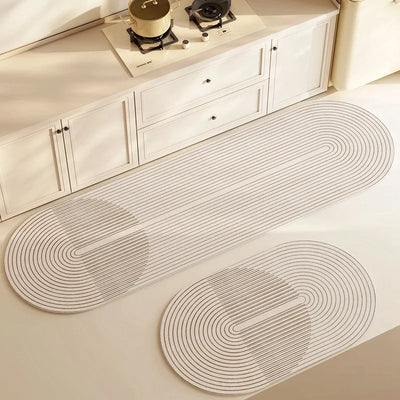 Tapete para Cozinha Antiderrapante Absorvente - Bege Neutro