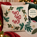 capa de almofada Natal ho ho ho em linho 43x43 moderna decorativa sala e quarto