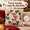 capa de almofada Natal ho ho ho em linho 43x43 moderna decorativa sala e quarto