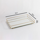 Bandeja Helo Decorativa de Espelho com Metal Base Retangular 20x30cm Organização Ambientes