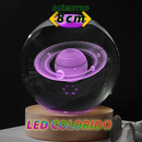 Luminária Cristal Planeta Terra LED com Base de Madeira – Aconchego e Efeito Galáxia para Decorar - Angel & Home