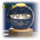 Luminária Cristal Planeta Terra LED com Base de Madeira – Aconchego e Efeito Galáxia para Decorar - Angel & Home