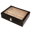 Estojo Maleta Caixa Organizador 8 Óculos Cadeado Couro Eco