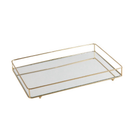 Bandeja Helo Decorativa de Espelho com Metal Base Retangular 20x30cm Organização Ambientes