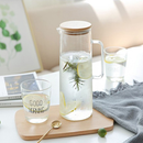 Jarra De Vidro Com Tampa De Bambu Para Servir Suco Água 1200ml