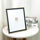 Porta Retrato Clean Moldura Dupla 20x25 Dourado e Preto / Branco e Preto / Dourado e Branco Decoração Mesa e Parede PVC