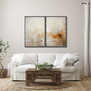 Quadro Decorativo Abstrato Reflexo do Outono 2 Telas Black | Díptico para Sala e Quarto