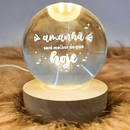 Luminária Cristal Planeta Terra LED com Base de Madeira – Aconchego e Efeito Galáxia para Decorar - Angel & Home