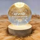 Luminária Cristal Planeta Terra LED com Base de Madeira – Aconchego e Efeito Galáxia para Decorar - Angel & Home