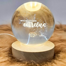 Luminária Cristal Planeta Terra LED com Base de Madeira – Aconchego e Efeito Galáxia para Decorar - Angel & Home