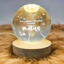 Luminária Cristal Planeta Terra LED com Base de Madeira – Aconchego e Efeito Galáxia para Decorar - Angel & Home