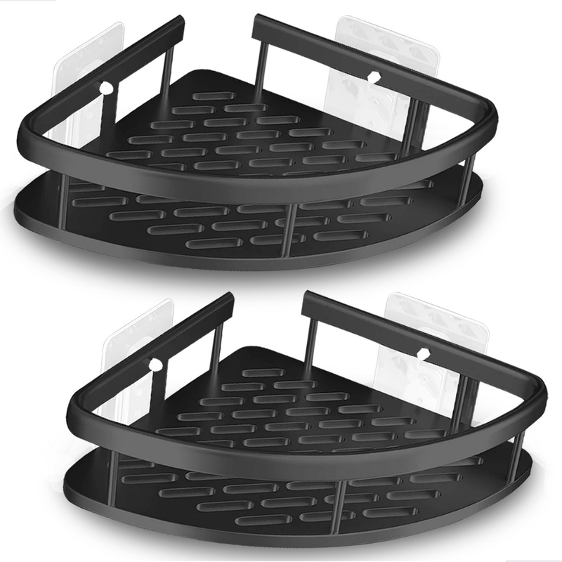 Kit Suporte de Canto Porta Shampoo Prateleira Para Banheiro Cantoneira Organizador com Adesivo