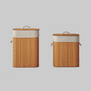 Cesto De Roupa Suja Bambu 72 Litros Lavanderia Com Tampa e Alças Forrado Grande Organizador Banheiro