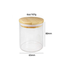 Kit 6 Potes de Vidro 200ml com Tampa Bambu Hermética - Porta Mantimentos Pequeno para Especiarias e Grãos