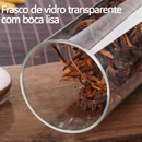 Kit 6 Potes de Vidro 200ml com Tampa Bambu Hermética - Porta Mantimentos Pequeno para Especiarias e Grãos