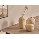 Conj Trio Kit Vasos Decorativos Em Cerâmica Bege Enfeite Sala Jantar Centro Mesa Boho Chic Plantas
