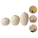 Conj Trio Kit Vasos Decorativos Em Cerâmica Bege Enfeite Sala Jantar Centro Mesa Boho Chic Plantas