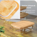 Kit 3 Potes de Vidro Com Tampa de Bambu Organizador de Geladeira Marmita Forno Microondas e Freezer- envio rápido