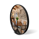 Espelho redondo decorativo em Couro Costurado - Angel & Home