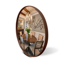 Espelho redondo decorativo em Couro Costurado - Angel & Home