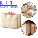 Kit de saco organizador impermeável com zíper duplo da Angel & Home, ideal para guardar cobertores e roupas no guarda-roupa.
