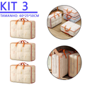 Kit de saco organizador impermeável com zíper duplo da Angel & Home, ideal para guardar cobertores e organizar o guarda-roupa.