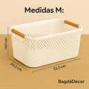 Cesto Organizador de Plástico com Alça de Bambu Cozinha e Banheiro– Elegância e Sofisticação - Angel & Home