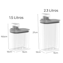 Kit Dispenser Organizador de Lavanderia 2,3 + 1,5 L Acrílico AMACIANTE SABÃO EM PÓ SABONETE LÍQUIDO