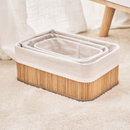 Kit 3 Cestos Organizador De Bambu Multiuso Com Forro De Cozinha Banheiro Quarto Maquiagem