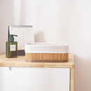 Kit 3 Cestos Organizador De Bambu Multiuso Com Forro De Cozinha Banheiro Quarto Maquiagem