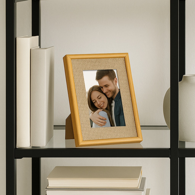 Kit 2 Porta-Retratos com Tecido Trançado | Decoração Elegante