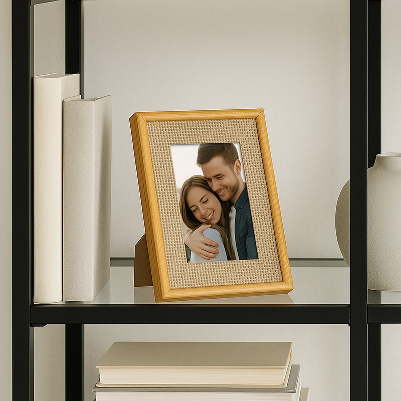Kit 2 Porta Retratos Tecido Trançado Mdf 10x15 & 15x20 - Collection