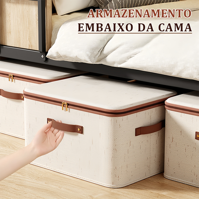 Caixa Organizadora Dobrável em Tecido – Organização Inteligente para Roupas e Quarto