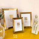 KIT PORTA RETRATOS DOURADO 10x15 METAL LUXO BRILHANTE DECORAÇÃO QUARTO, SALA, ESCRITÓRIO